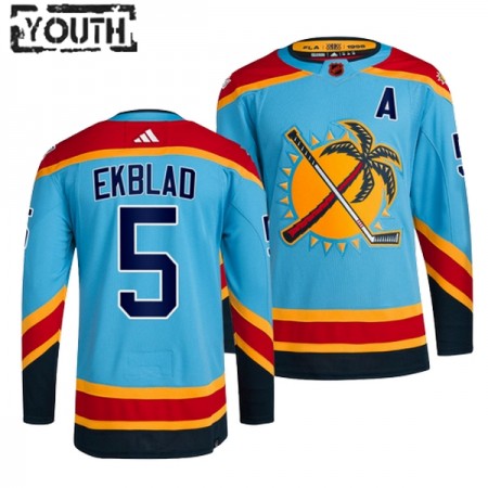 Florida Panthers tröja Aaron Ekblad 5 Adidas 2022-23 Blå Reverse Retro 2.0 Authentic - NHL Tröjor Barn